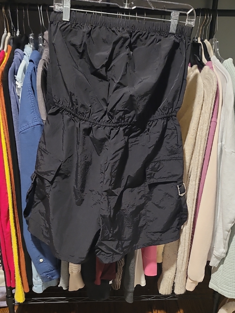 5 for $25 No Boundaries Black Strapless Romper with Cargo Pockets